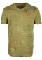 Erkek Haki Bisiklet Yaka Baskılı Slim Fit %100 Pamuk T-shirt Jeans 1953-haki Haki