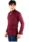 Deepsea Erkek Bordo Likralı Çıtçıtlı Slim Fit Gömlek