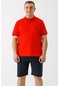 Maraton Sportswear Büyük Beden Erkek Ayaklı Polo Yaka Kısa Kol Basic Kırmızı T-Shirt 19074-Kırmızı