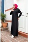 Kısa Nevrül Detaylı Sade Basic Uzun Büyük Beden Spor Elbise - 12025 - Siyah-siyah