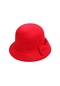 Fedora Trendy Soğuğa Dayanıklı Moda Kadın Vintage Zarif Yün Şapka Kırmızı