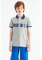 Tommy Life Gri Melanj Şerit Baskı Detaylı Pola Yaka Standart Kalıp Erkek Çocuk T-shirt - 11162 Gri Melanj