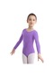 Lavanta Çocuklar Temel Uzun Kollu Leotard Bale Dans Jimnastik Bodysuit Tulum Kız Activewear