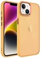 iPhone Uyumlu 14 Plus Kılıf Metal Buzlu Transparan Çerçeve, Hassas Butonlu Renkli Kapak May - Turuncu