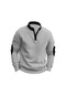Sonbahar Vintage Dikiş Sıcak Polar Sweatshirt Erkek Kapşonlular Kış Modası Gevşek Fermuarlı Stand Yaka Kapşonlu Erkek Rahat Sweatshirtler Açık Gri