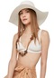 Kadın Beyaz Geniş Hasır Plaj Şapkası-20301 - Std