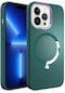 iPhone Uyumlu 13 Pro Max Kılıf Magsafe Wireless Şarj Özellikli Lopard Stil Kapak - Koyu Yeşil