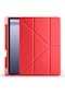 Kilifolsun Galaxy Uyumlu Tab A9 Kalem Bölmeli Stand Olabilen Origami Tri Folding Kılıf Kırmızı