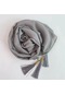Kabarcık Şifon Başörtüsü Kadın Püskül Dekorasyon Düz Renk Uzun Sarar Kadın Light Grey Light Grey Çok Renkli