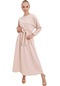 Kadın Bej Kuşaklı Ayrobin Elbise-16643-bej
