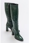 Decer Yeşil Baskı Kadın Topuklu Çizme