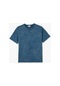 Koton Oversize T-shirt Bisiklet Yaka Kısa Kollu Soluk Efektli Pamuklu Mavi Desenli 4skb10294tk