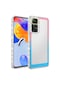 Ekılıf - Xiaomi Redmi Note 11 Global Uyumlu - Kılıf Simli Ve Renk Geçiş Tasarımlı Lens Korumalı Park Kapak - Pembe-mavi