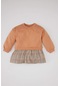 Defacto Kız Bebek Ekose Desenli Uzun Kollu Sweatshirt Kumaşı Elbise C3066a524spbn564