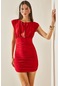 Xhan Kırmızı Pencere Detaylı Vatkalı & Drapeli Elbise 5yxk6-48426-04