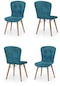 Haman 4 Adet Incebelli Serisi Ahşap Gürgen Ayaklı Mutfak Sandalyeleri Kobalt Mavi