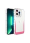 Noktaks - iPhone Uyumlu 13 Pro Max - Kılıf Simli Ve Renk Geçiş Tasarımlı Lens Korumalı Park Kapak - Beyaz-pembe