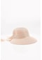 Kadın Fiyonk Detaylı Pudra Hasır Şapka - Standart