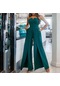 Ikkb Avrupa Ve Amerika Kadın Modası Küçük V Yaka Yırtmaçlı Slim Fit Tulum Koyu Yeşil