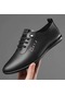 Siyah Bahar Rahat Günlük Deri Ayakkabı İşe Gidip Gelirken Düz Slip-on Loafer'lar Pu İş Deri Ayakkabı