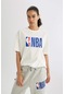 Defacto Defactofit Nba Wordmark Oversize Fit Bisiklet Yaka Baskılı Kısa Kollu Tişört T5506az24smwt32