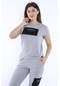 Kadın-alt-üst T-shirt Takım, Rahat Kesim-cep Detaylı-3835 - S