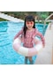 Kalınlaşmış Çocuk Yüzme Simidi Şişme Koltukaltı Halkası 66cm Çizgili Pembe