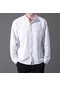 Mengtuo Erkek Pamuk Ve Keten Düz Renk Moda Rahat Gömlek Beyaz