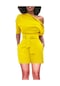 Bayan Moda Çapraz Omuz Yüksek Bel Mikro-elastik Tulum Sarı