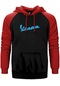 Vespa Text Blue Kırmızı Renk Reglan Kol Kapşonlu Sweatshirt Kırmızı