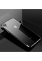 Noktaks - iPhone Uyumlu Xr 6.1 - Kılıf Dört Köşesi Renkli Arkası Şefaf Lazer Silikon Kapak - Siyah
