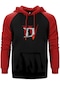Diablo Iv For Logo Kırmızı Renk Reglan Kol Kapşonlu Sweatshirt Kırmızı