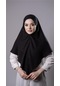 Siyah Pratik Hazır Geçmeli Tesettür Eşarp Pamuk Caz Kumaş Düz Hijab 2306 01