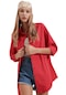 Kadın Kırmızı Geniş Yaka Düz Gömlek-18405-kırmızı