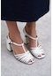 Beverly Beyaz Mat Kemer Detay Bilek Bağlı Kadın Topuklu Ayakkabı