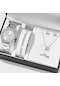 Gümüş 6 Adet Set Lüks İzle Kadın Yüzük Kolye Küpe Taklidi Moda Kol Saati Kadın Rahat Bayan Saatler Bilezik Seti Saat