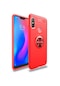Mutcase - Xiaomi Uyumlu Redmi Note 6 Pro - Kılıf Yüzüklü Auto Focus Ravel Karbon Silikon Kapak - Kırmızı
