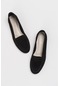F02 Siyah Süet Hakiki Deri Kadın Loafer Ayakkabı
