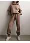 Kadınlar İçin Şık Düz Takımlar Kadınlar İçin Sıcak Kapşonlu Sweatshirtler Ve Uzun Pantolon Moda İki Parçalı Takımlar Kadın Sweatshirt Takımları Ten