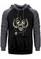 Motörhead Logo Gri Renk Reglan Kol Kapşonlu Sweatshirt Gri