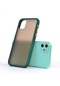 Mutcase - İphone Uyumlu İphone 11 - Kılıf Arkası Mat Buzlu Kenarı Renkli Düğmeli Fri Silikon - Koyu Yeşil