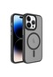 Mutcase - İphone Uyumlu İphone 13 Pro - Kılıf Arkası Mat Kablosuz Şarj Destekli Flet Magsafe Kapak - Siyah