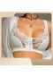 Beyaz Büyük Boy Kadın Fransız Tarzı Sütyen Toplanan Push Up İç Giyim Üst Kablosuz Ön Toka Ince Nefes Sütyen Dantel Lingerie Beyaz