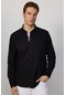 Tudors Klasik Fit Düğmeli Yaka Pamuklu Kolay Ütü Oxford Düz Siyah Erkek Gömlek-30432-siyah