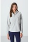 Tommy Life Taş Kalın Yumuşak Dokulu Kapüşonlu Oversize Nakışlı Polar Kadın Sweatshirt -97286 Taş