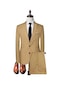Ikkb İlkbahar ve Sonbahar Erkek Moda Düz Renk İş Rahat Takım Elbise 2 Parçalı Set Haki