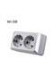 Wesa Simli Duvar Yüzey Soket Fiş Avrupa Dış Elektrik Prizleri Değil Zemin Açık 2 Socket With Ground 0054011