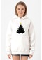 Meowy Christmas Beyaz Kadın 3ip Kapşonlu Sweatshirt Beyaz