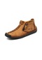 Altın & Sarı Erkek Hakiki Deri Çizme Moda Fermuar Ayakkabı Deri Erkek Ayak Bileği Çizmeler