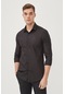 Erkek Siyah Klasik Yaka Kolay Ütülenebilir Pamuk Karışımlı Slim Fit Gömlek A41y2234